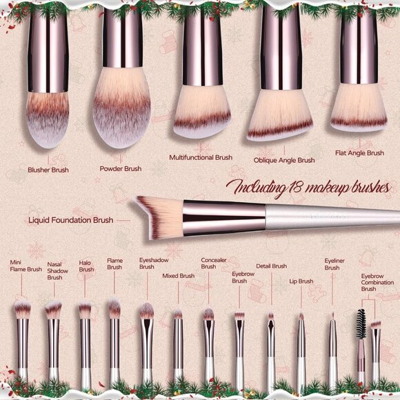 Makeup Brush Set 18 Pcs Premium Synthetic Foundation Powder Concealers Eye shad - Picture 6 of 9